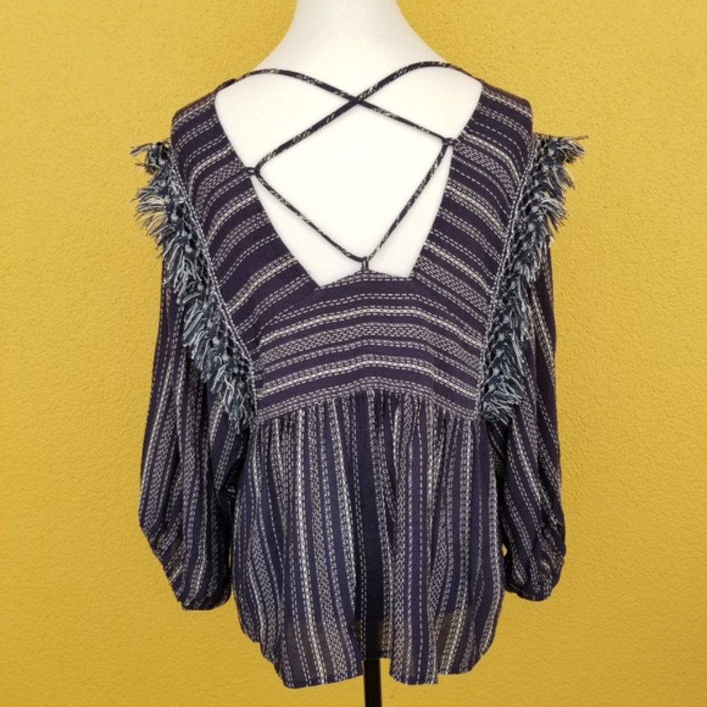 Top Blouse. Navy Blue & White Stripe. Blue Rain Brand. Size Small. - Picture 5 of 6